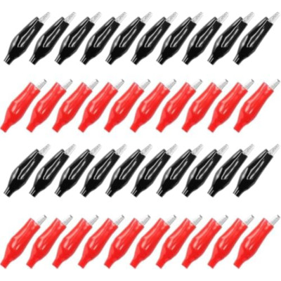 Kit 108 Morsetti A Coccodrillo In Metallo – 10 Misure Diverse, Con Copertura Isolante (rosso/nero)