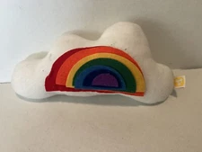 Kiwico Felted Rainbow On Puffy White Cloud Small Throw Accent Pillow 12" x 6"