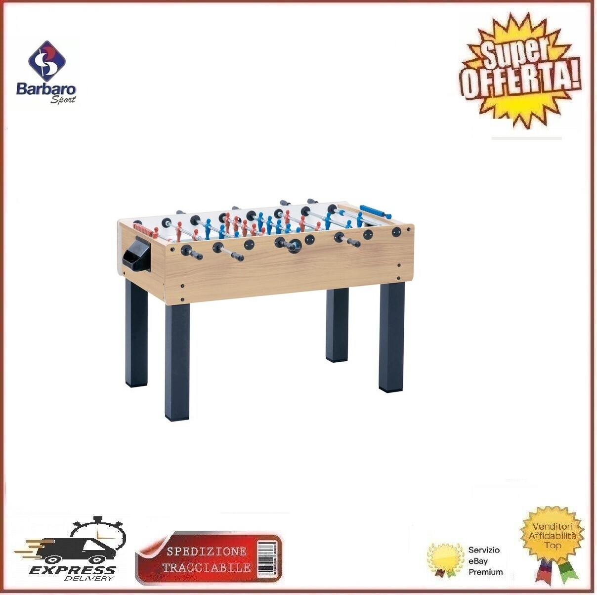 Garlando Calciobalilla F-200 Acero Aste Rientranti Biliardino Gioco Calcio