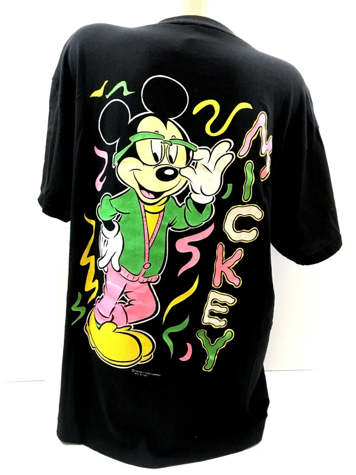 Vtg 80s Mickey Minnie Mouse T-Shirt 2 Sided Disney All Over Rap Hip Hop One Size - Image 2 of 4