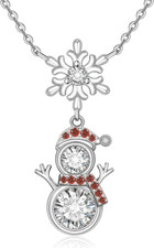 Christmas Snowman Necklace for Women Snowman Snowflake Necklace Sterling Silver