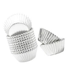 qiqee Silver Foil Cupcake Liners For Baking 300pcs Baking Cups Thick ＆ St