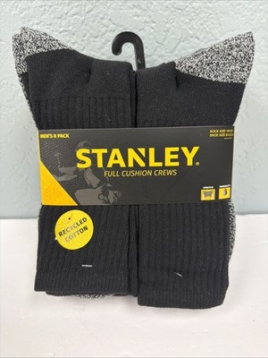 New WITH TAGS Stanley Mens 8 Pack Full Cushion Crew Socks. FITS SHOE SIZE 8-12.5
