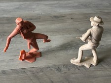 2 Vintage Marx 6 In Figure Cowboy Western Shootout Set Gunslinger Death