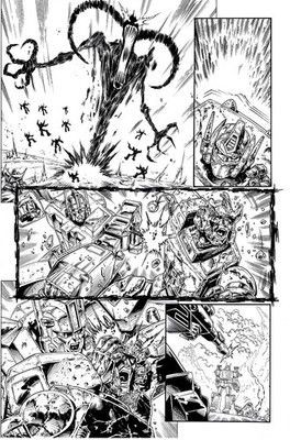 Published ink art TRANSFORMERS REGENERATION 1 #100 pg 27 IDW 2014, BASKERVILLE!