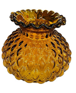 Amber Glass Hurricane Lamp Shade Globe Replacement Quilted Textured Round 7in