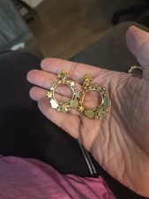 Vintage Floral Hoop Earrings with Rhinestones