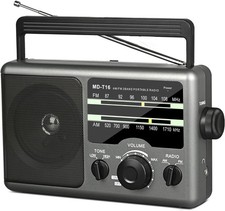 AM FM Portable Radio Battery Operated by 4X D Cell Batteries Or black  grey