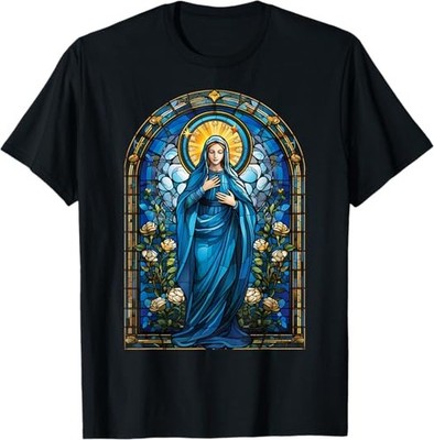 MOST POPULAR! Blessed Virgin Mary Stained Glass Best Gift Idea T-Shirt S-3XL