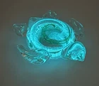 Vintage Murano Style Glass Art Clear, Green & GLOWS!! Sea Turtle Paperweight