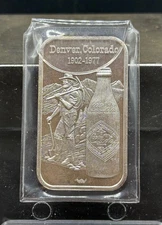 1977 Coca Cola Denver Colorado World Wide Mint 1 oz .999 Fine Silver Bar