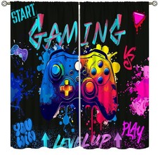 Gaming Curtains for Boys Girls Teens, Graffiti Gamepad Colorful Game Controll...
