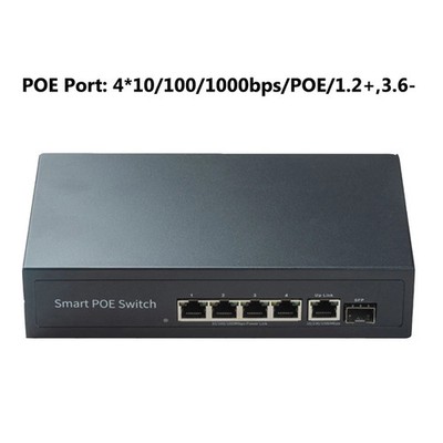 4Port Gigable POE Network Switch 100Mbps Uplink SFP Plug and Play Camera Spliter