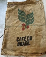 Vintage Barista Coffee Burlap Sack Jute Bag Authentic CAFE DO BRASIL Cafe Art