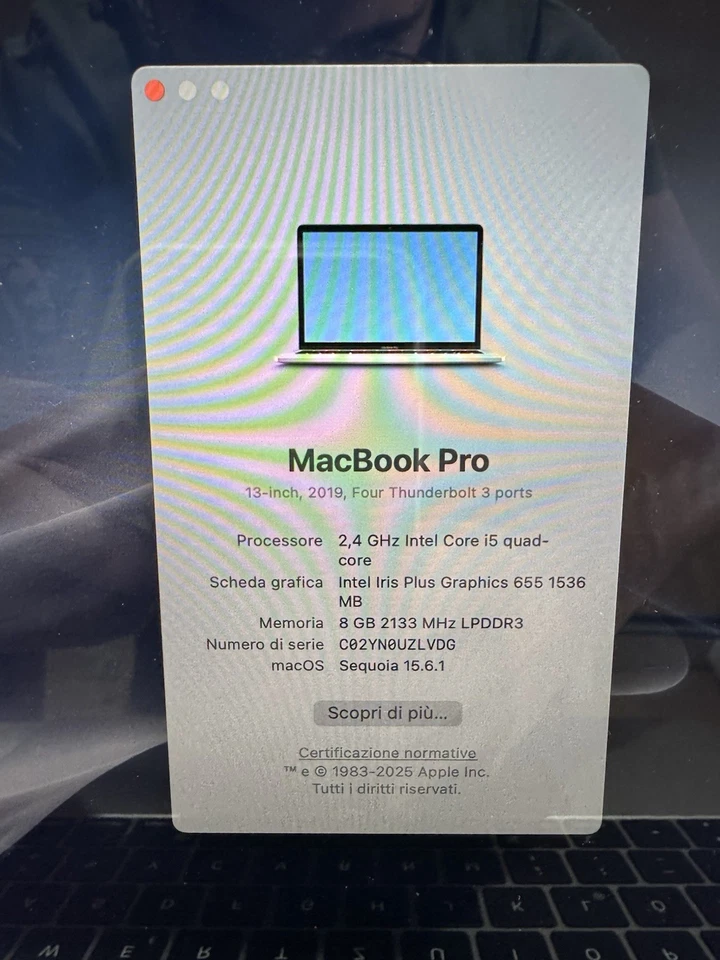 Apple MacBook Pro 13" · i5 8th gen 2.4 GHz · 8GB · 256GB, foto 4 di 4