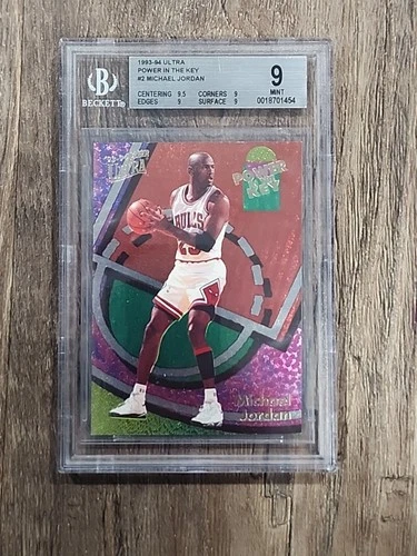 1993-94 ULTRA POWER IN THE KEY #2 MICHAEL JORDAN CARD BGS 9 MINT (9.5,9,9,9)