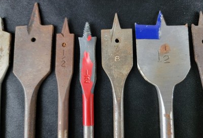 Wood Spade Bit Paddle Auger Irwin & Others 1-1/2'' 3/4'' 1/2'' 7/8'' Lot of 35