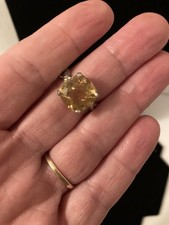 6.5CT Square Cushion Ct Citrine Rhodium Over SS Ring Sz 8