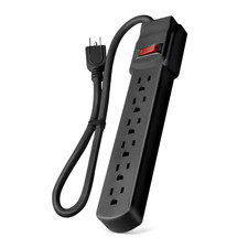 6-Outlet Surge Protector with 2.5 Ft. Power Cord, Black