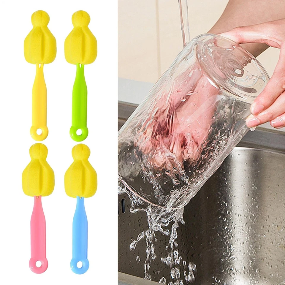 Cepillo para pezones 4 piezas cepillo esponja para pezones mango largo botella Foto 3 de 4