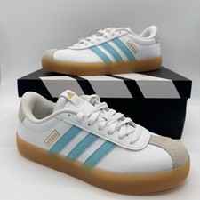 Adidas VL Court 3.0 Women's White / Turquoise Casual Low Top Shoes Size 6.5