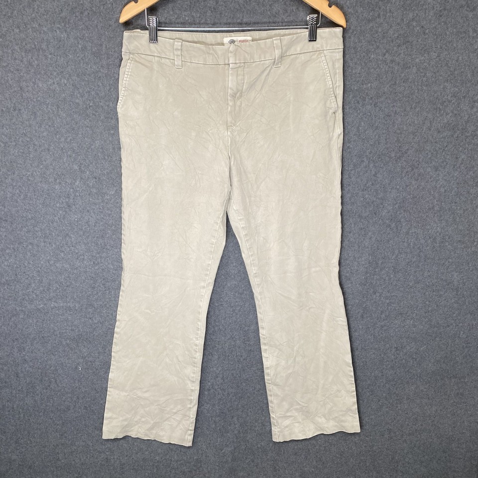 Dickies Bootcut Pants Womens 12R / W34 Beige Chino Trousers Casual Going Out