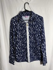 Lilly Pulitzer Full Zip UPF 50 Leona Jacket Blue And White Fish Small