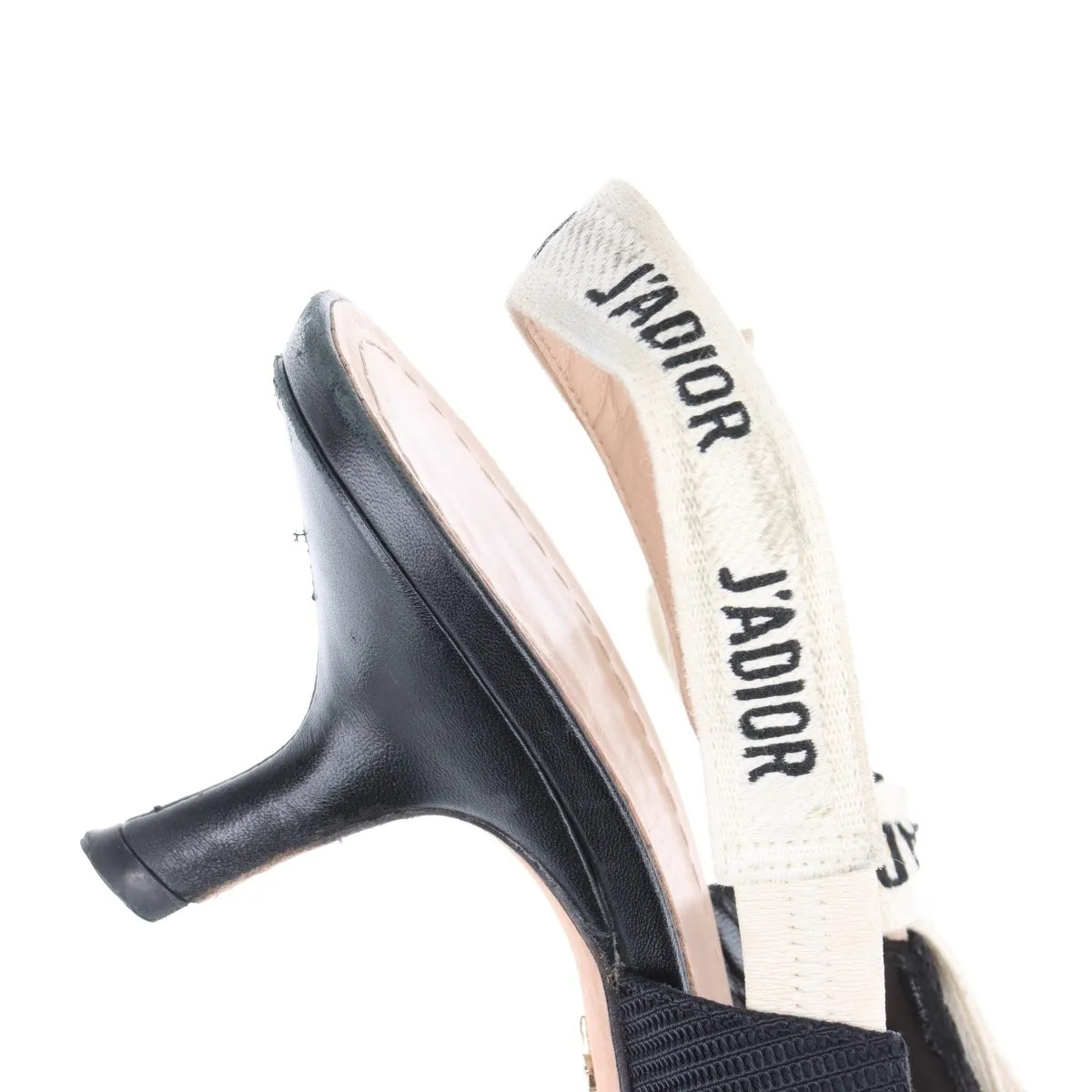 Christian Dior J'ADIOR Leather x fabric Strap Pumps Ladies' Black x ivory slingb thumbnail 18