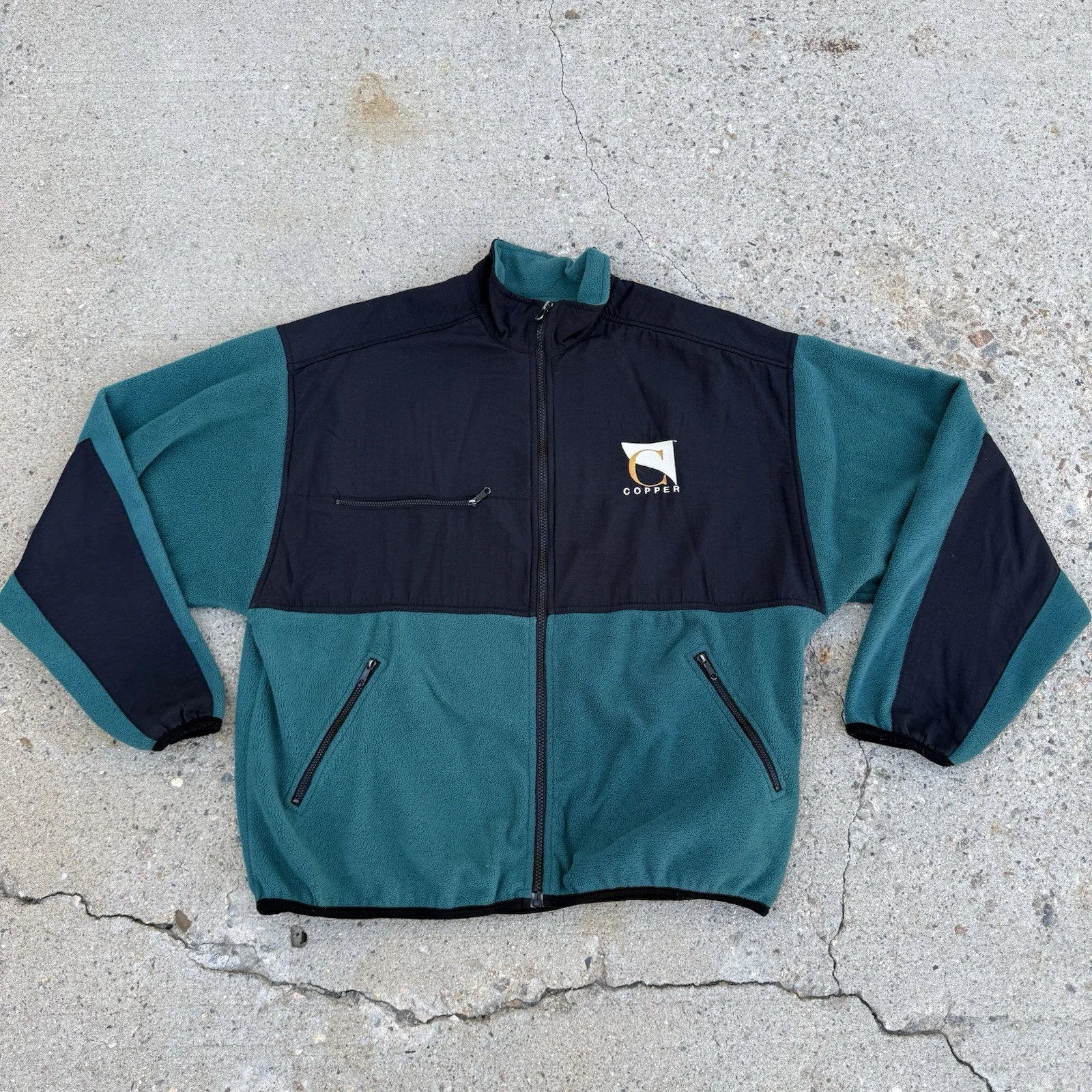 Vtg Ouray Sportswear Fleece Jacket Coat Full Zip Copper Mt Colorado Men’s Green