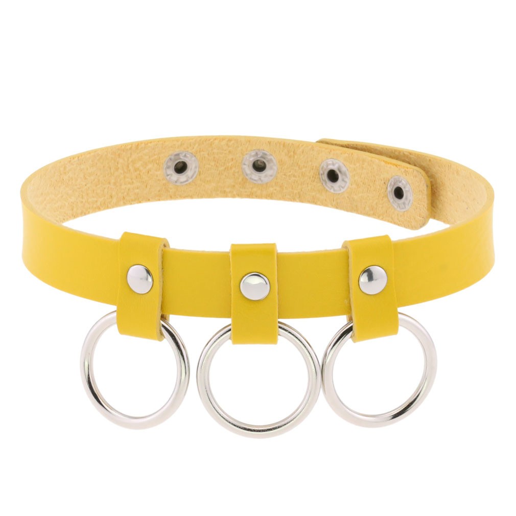 Gargantilla Punk Rock Triple Junta Tórica Collar Cuero PU y Metal Joyería de Fiesta