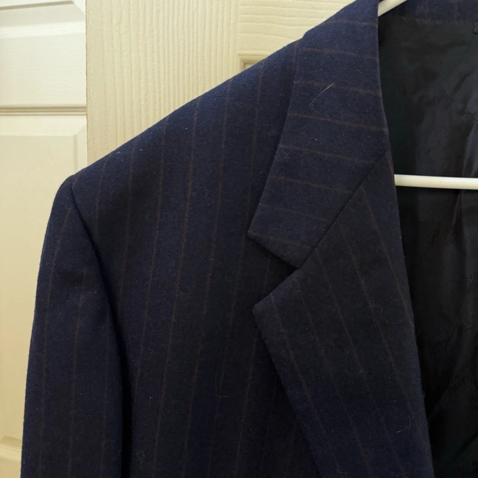 Brioni Blue Striped 100% Wool Sportcoat Blazer Measurements In Pics - Image 4 of 4