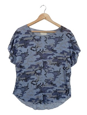 YOUR & SELF Strickshirt Damen Shirt Gr. DE 42 blau-hellgrau-schwarz Casual-Look