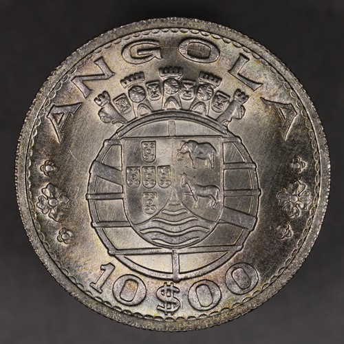 1955 Angola Silver 10 Escudos Uncirculated