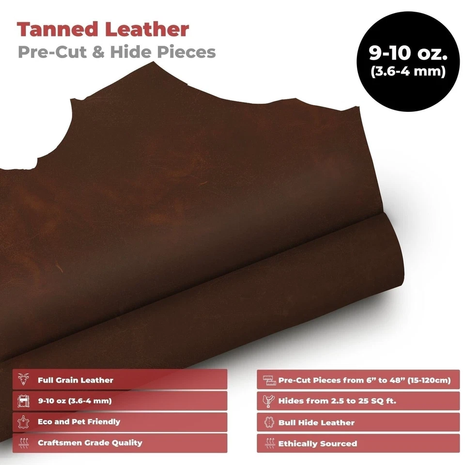 ELW 9-10 oz (3.6-4mm) Heavy Weight Oil Tanned Cowhide Full Grain Leather - Image 2 of 4