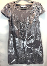 Rocha John Rocha Grey Sequin Dress UK 8 Embellished Evening Occasion Debenhams