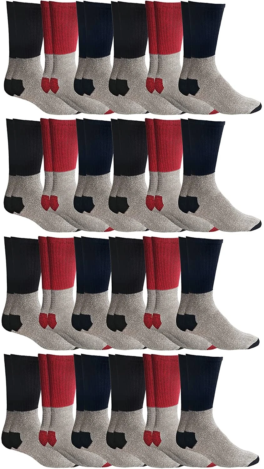24 PK of Mens Cotton Thermal Crew Socks, Cold Weather Boot Sock Shoe Size 8-12
Opens in a new window