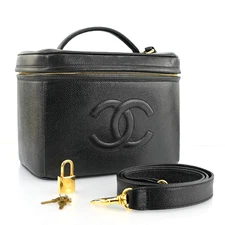 CHANEL Caviar Skin Vanity Bag Handbag Coco Mark Cosmetic Pouch J3159CR709