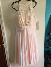 Bill Levkoff Petal Pink Lace Sleeveless Bridesmaid Dress Regular 10 1401