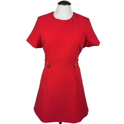 Karen Millen Women's Red Short Sleeve Tab Detail A-line Mini Dress Size 4 |  eBay