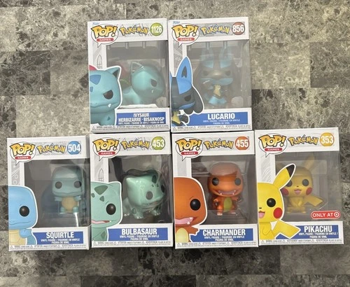 Pokémon Funko Pop Squirtle Bulbasaur Charmander Pikachu And Lucario Brand New