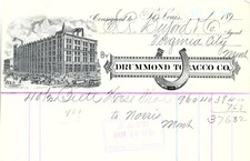 1891 Drummond Tobacco Co. billhead, Virginia ...