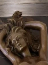 Vintage Bronze Sculpture Statue Woman Marble Deco V Mavchi Rare Decor Art Lady.