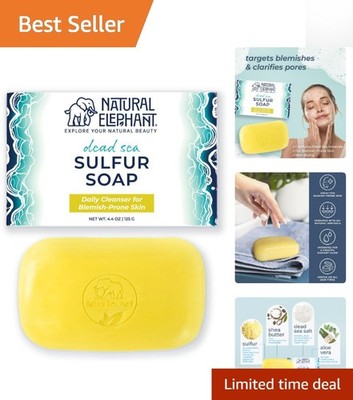 Enriched Dead Sea Sulfur Soap for Clear Skin - Natural 4.4 oz Bar with Aloe Vera