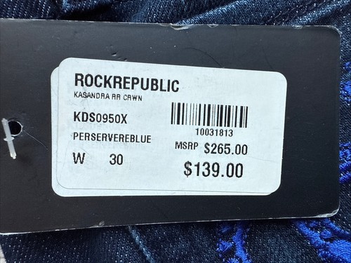 Rock & Republic Vintage Kasandra Purple Crown Jeans 30 Dark Wash NWT - Picture 3 of 8