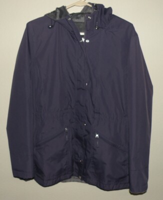 Below Zero by Rothschild Women s Large Full Zip Faux Fur Lined Coat Purple Hood