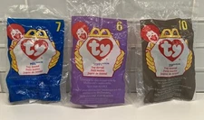 McDonald's Mini TY Beanie babies 1998 Mel Koala Happy Hippo Zip the Black Cat