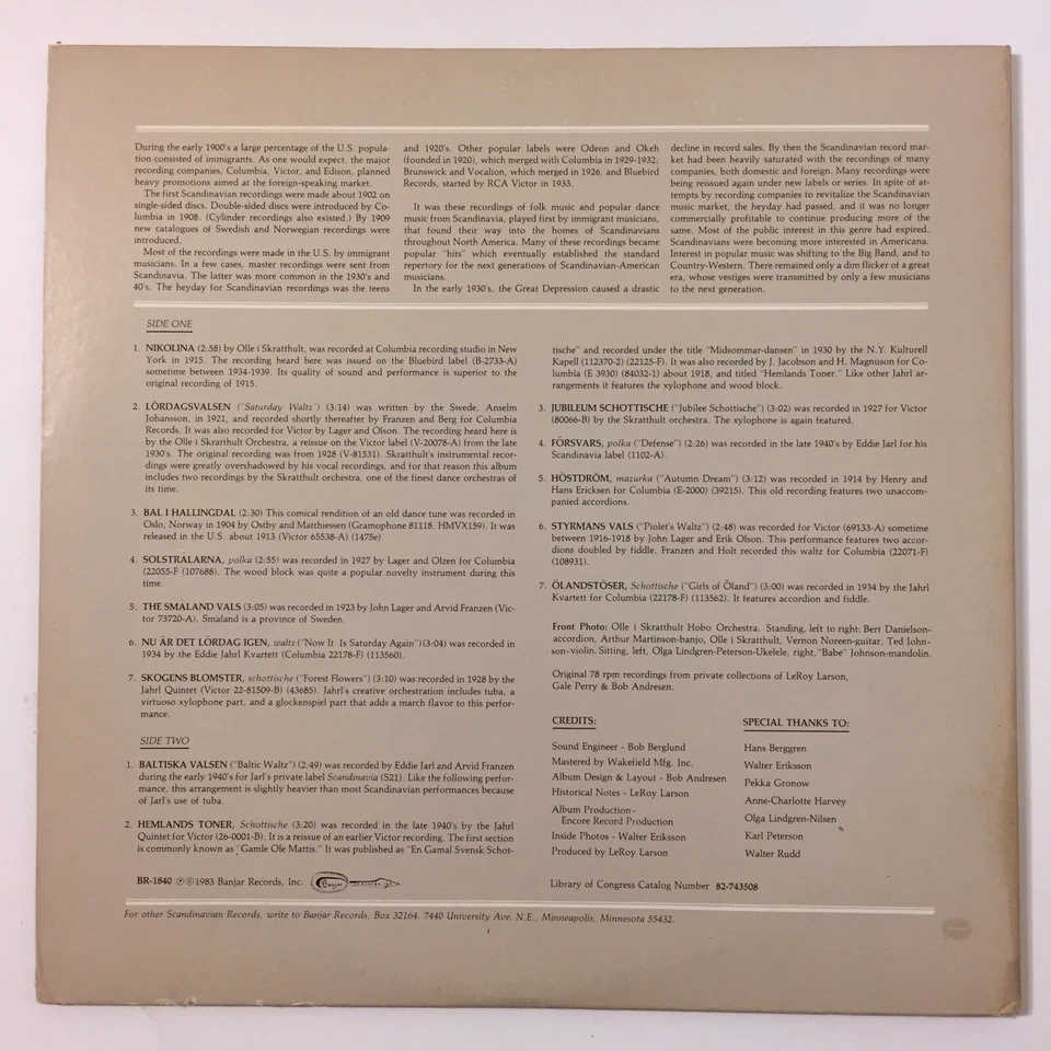 Early Scandinavian Bands Entertainers Vinyl Album LP Reissue Banjar Records Vtg - Image 4 of 4