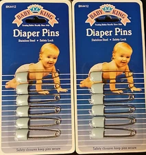 NIP~12 BLUE DIAPER KING DIAPER PINS-ship free