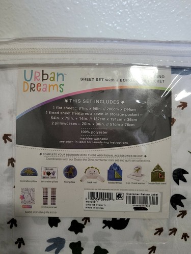 NEW Urban Dreams Dusty The Dino 4-Pc. Printed Full Sheet Set. Size FULL - Picture 7 of 8