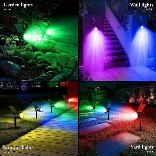 4PC Solar Power Spot light 7-Color Garden Landscape Outdoor Backyard Wall 18 LED - Picture 7 of 11